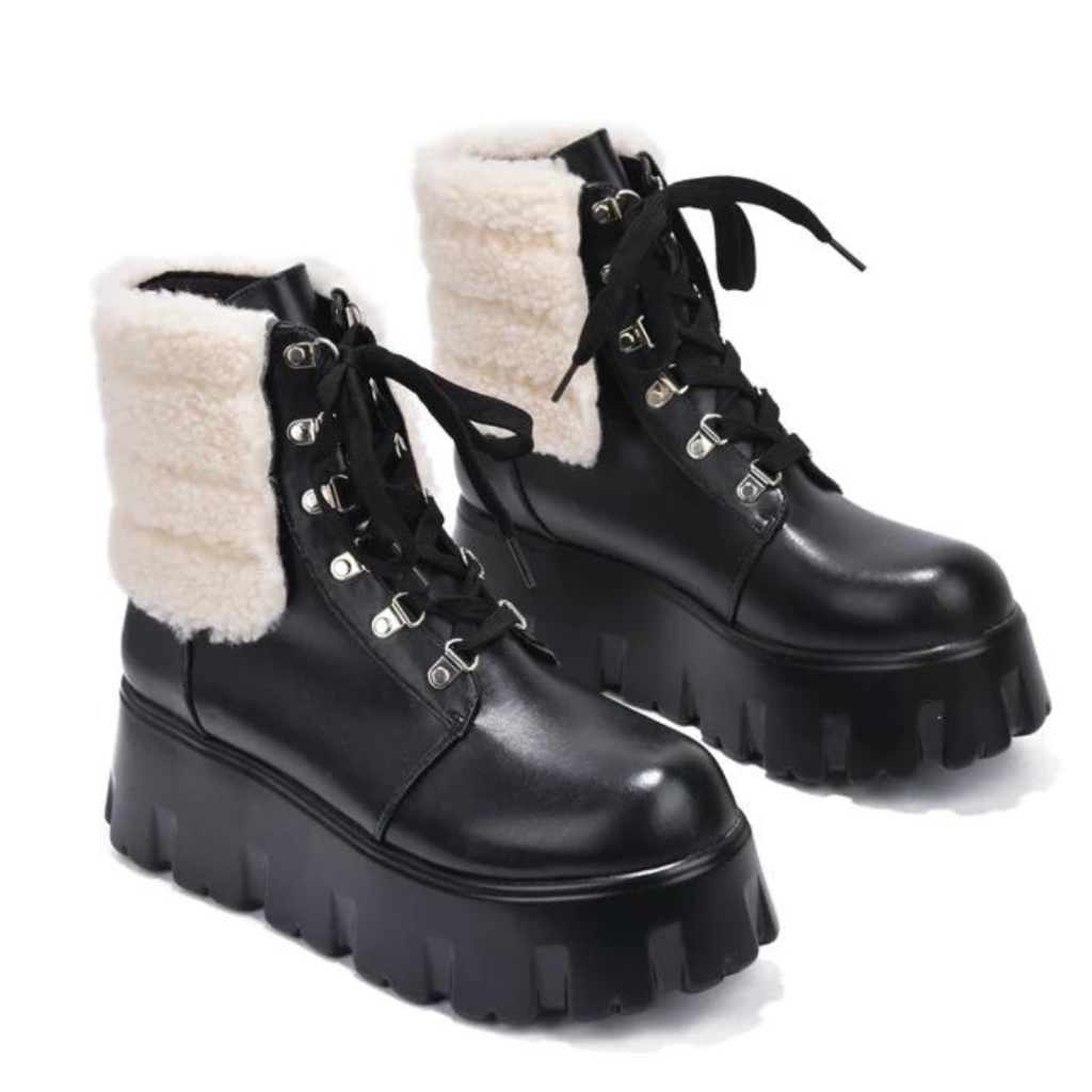 Snowdrop Black Lace Up Bootie